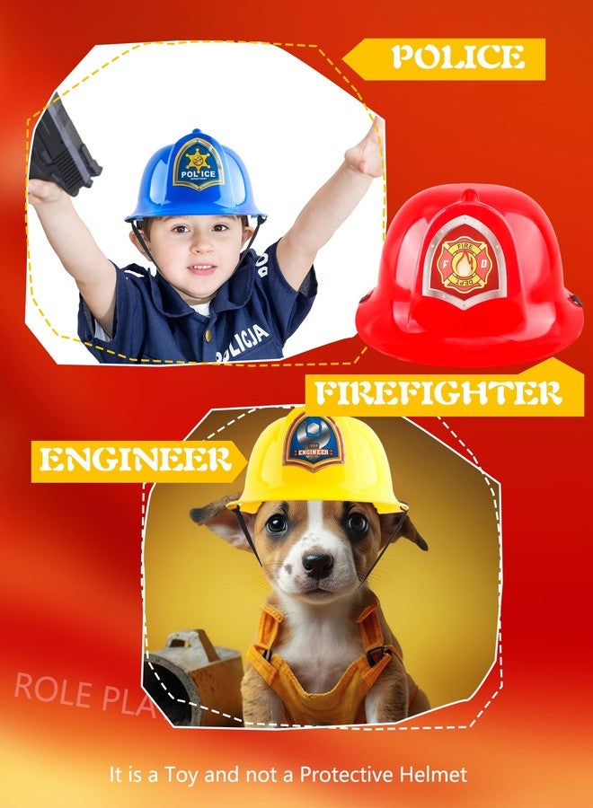 Skyebed 3 Pcs Plastic Fireman Hat Police Engineer Helmet Construction Career Role Play Hard Hats for Kids Toddler Cosplay Dress (Color Style 1) - Image 4